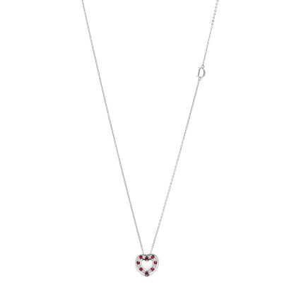 Damiani 18K White Gold Diamond Ruby Small Belle Epoque Heart Pendant Necklace 1 of 3