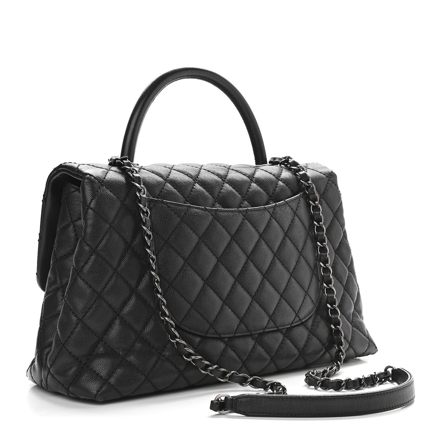 Chanel Caviar Quilted Medium Coco Handle Flap Black 3 of 9