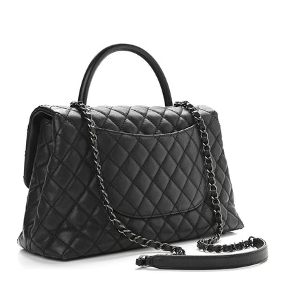 Chanel Caviar Quilted Medium Coco Handle Flap Black 3 of 9