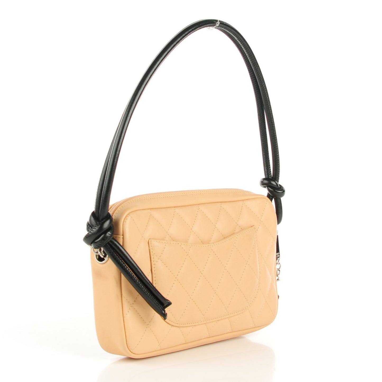 Calfskin Quilted Cambon Pochette Beige Black