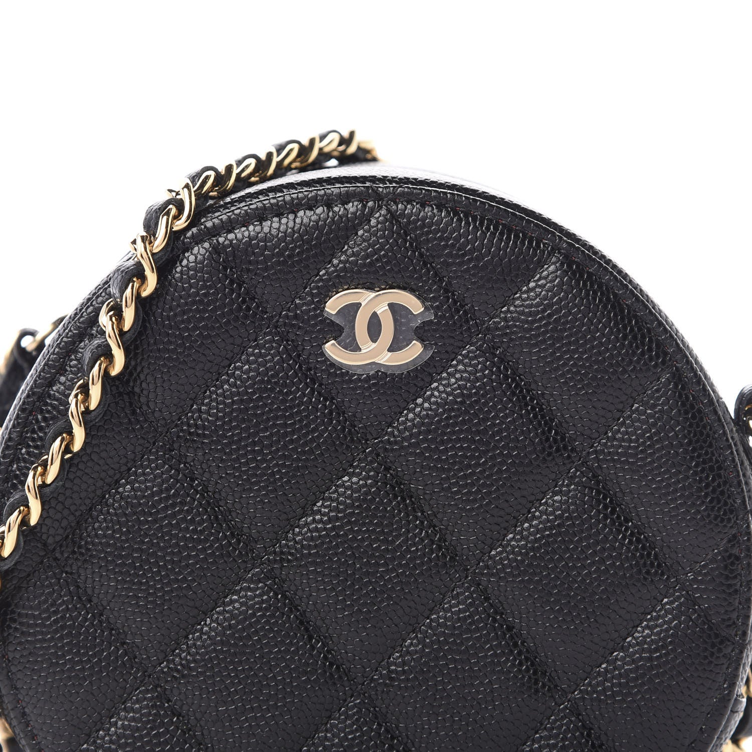 Chanel Caviar Quilted Round Clutch With Chain Black 10 of 10