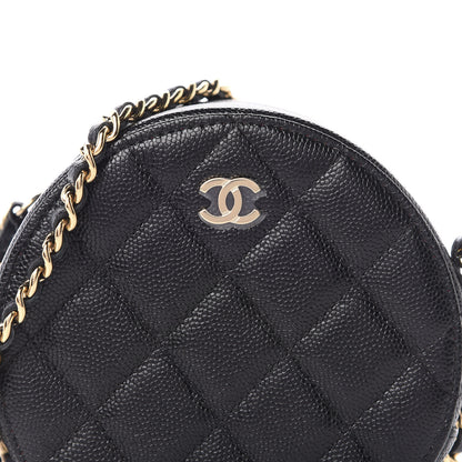 Chanel Caviar Quilted Round Clutch With Chain Black 10 of 10