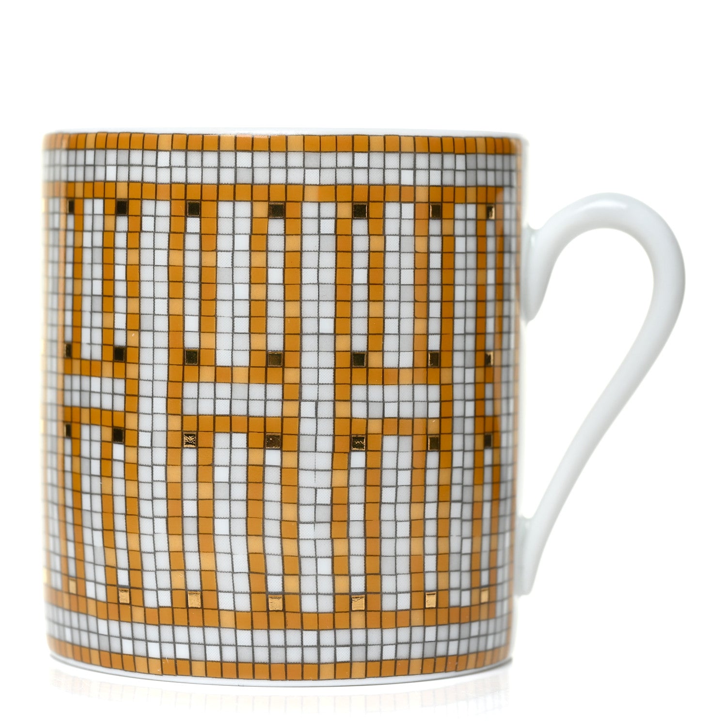 Hermes Porcelain Mosaique Au 24 Gold Coffee Cup and Saucer Set of 2 3 of 8