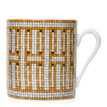 Hermes Porcelain Mosaique Au 24 Gold Coffee Cup and Saucer Set of 2 3 of 8