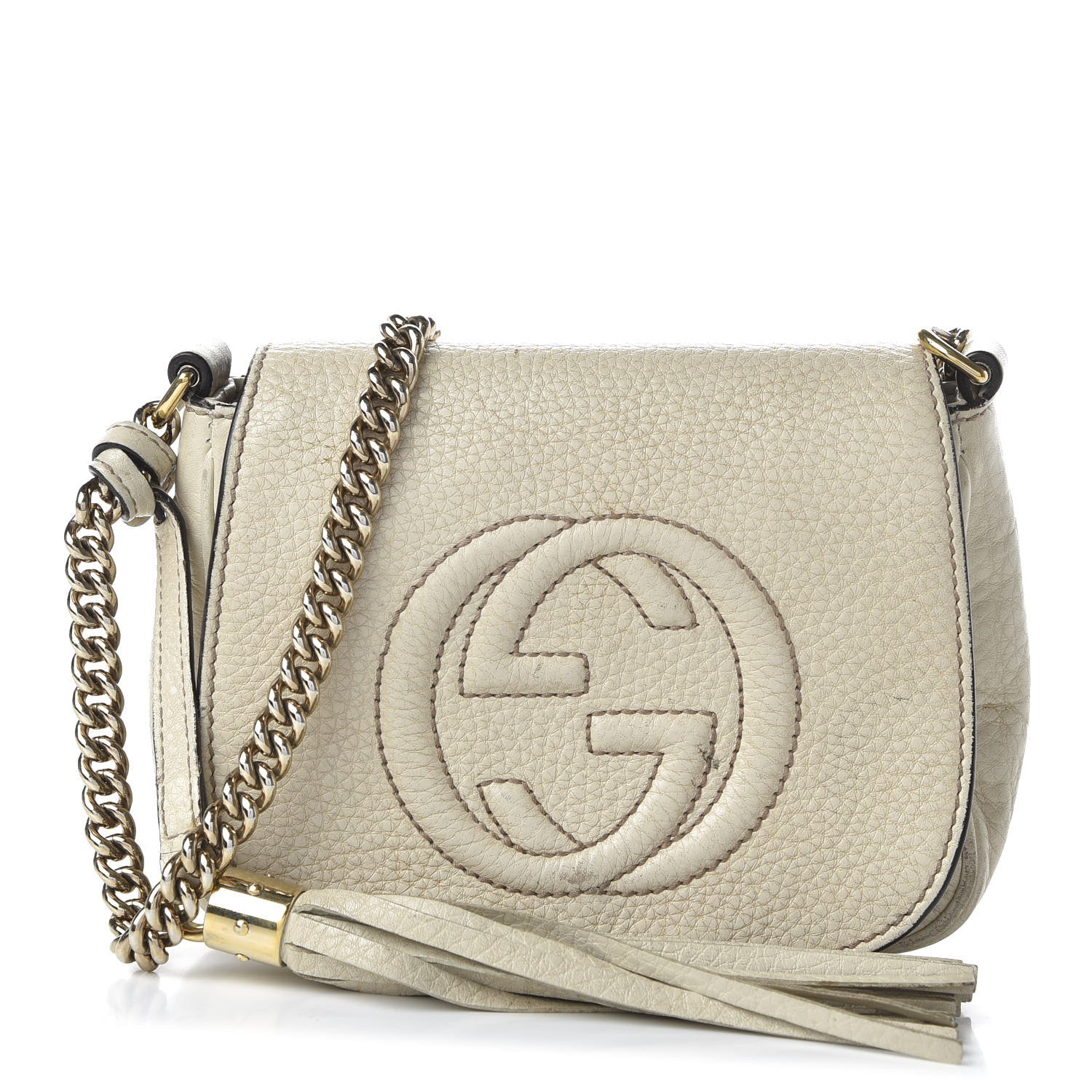 Gucci Pebbled Calfskin Small Soho Flap Crossbody Off White 1 of 11