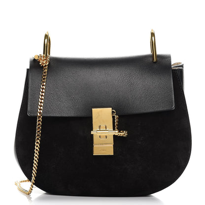 Chloe Suede Smooth Calfskin Drew Shoulder Bag Black 1 of 7