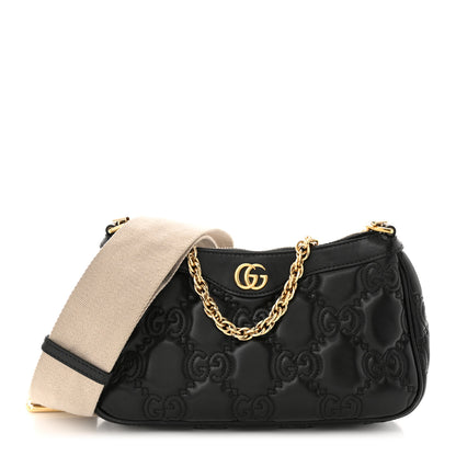 Gucci Calfskin GG Matelasse Chain Handbag Black Natural 1 of 12