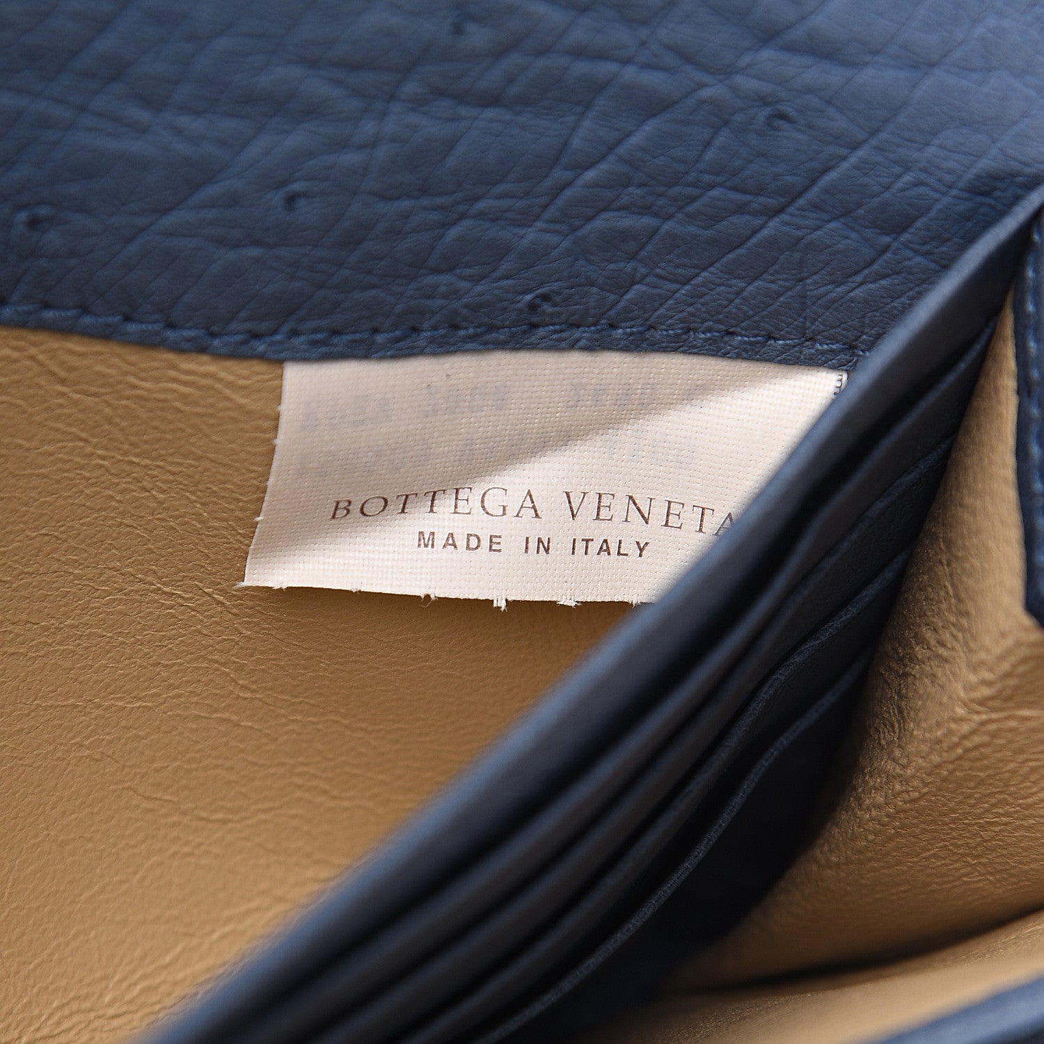 Bottega Veneta Ostrich Intrecciato Flap Wallet Profondo Blue 6 of 9