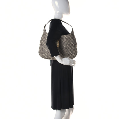 Gucci X BALENCIAGA GG Supreme Monogram Logo Print Medium Jackie 1961 Hobo Beige Ebony 2 of 14