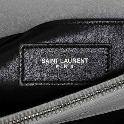 Saint Laurent Sheepskin Matelasse Chevron Monogram Large College Satchel Light Grey 6 of 6