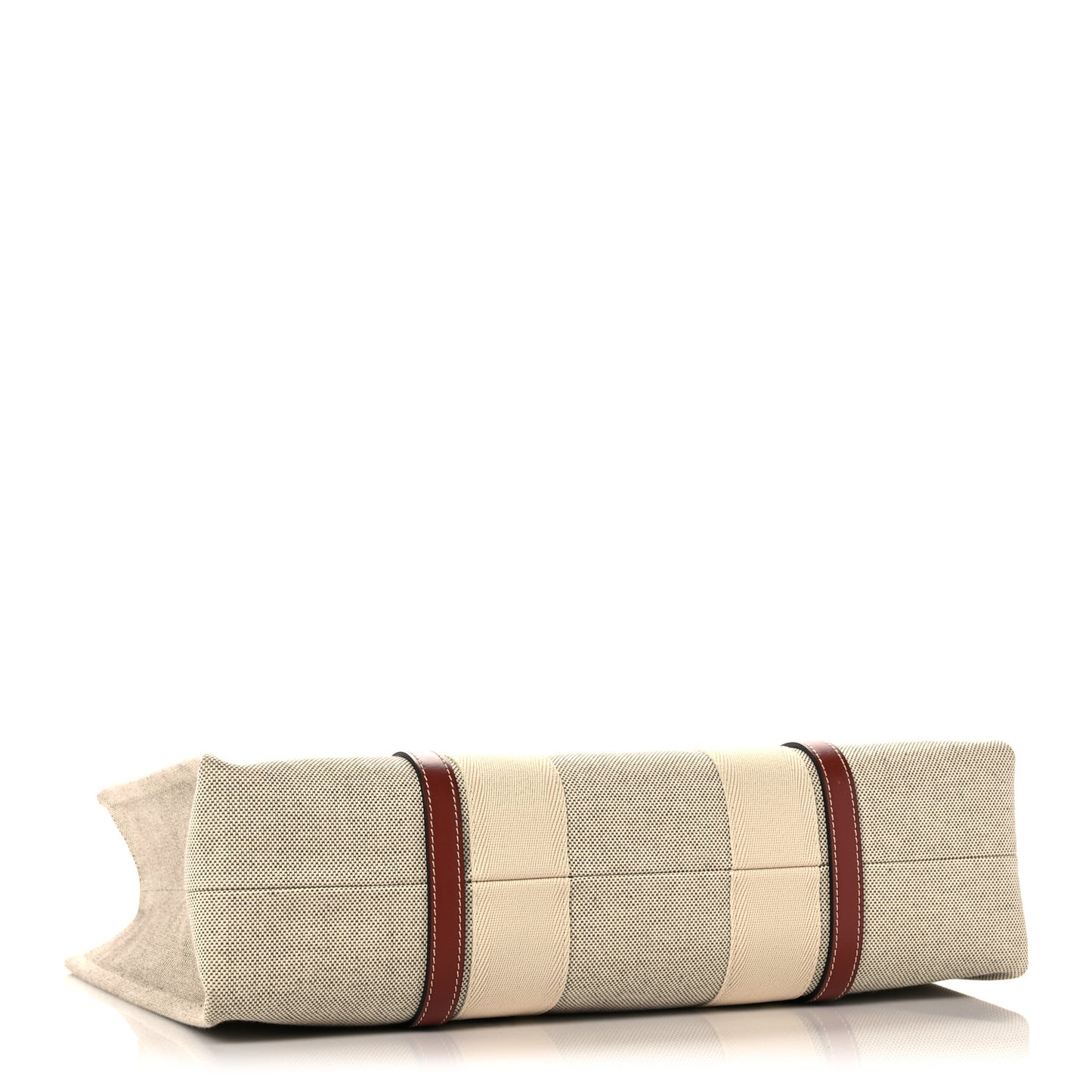 Cotton Calfskin Large Woody Ribbon Tote White Brown