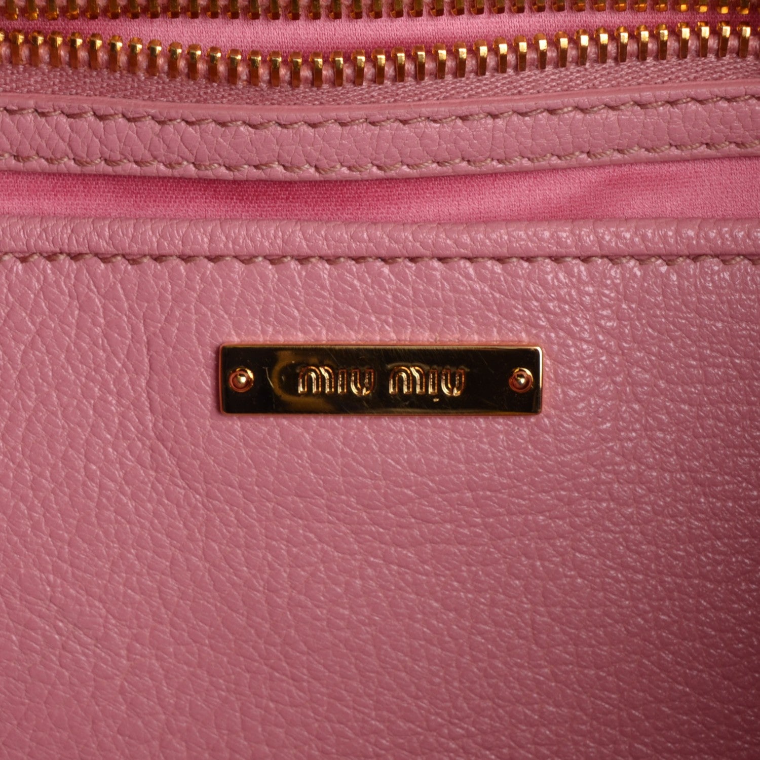 Miu Miu Goatskin Madras Shopping Tote Rosa 6 of 8