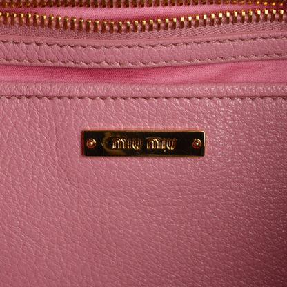 Miu Miu Goatskin Madras Shopping Tote Rosa 6 of 8
