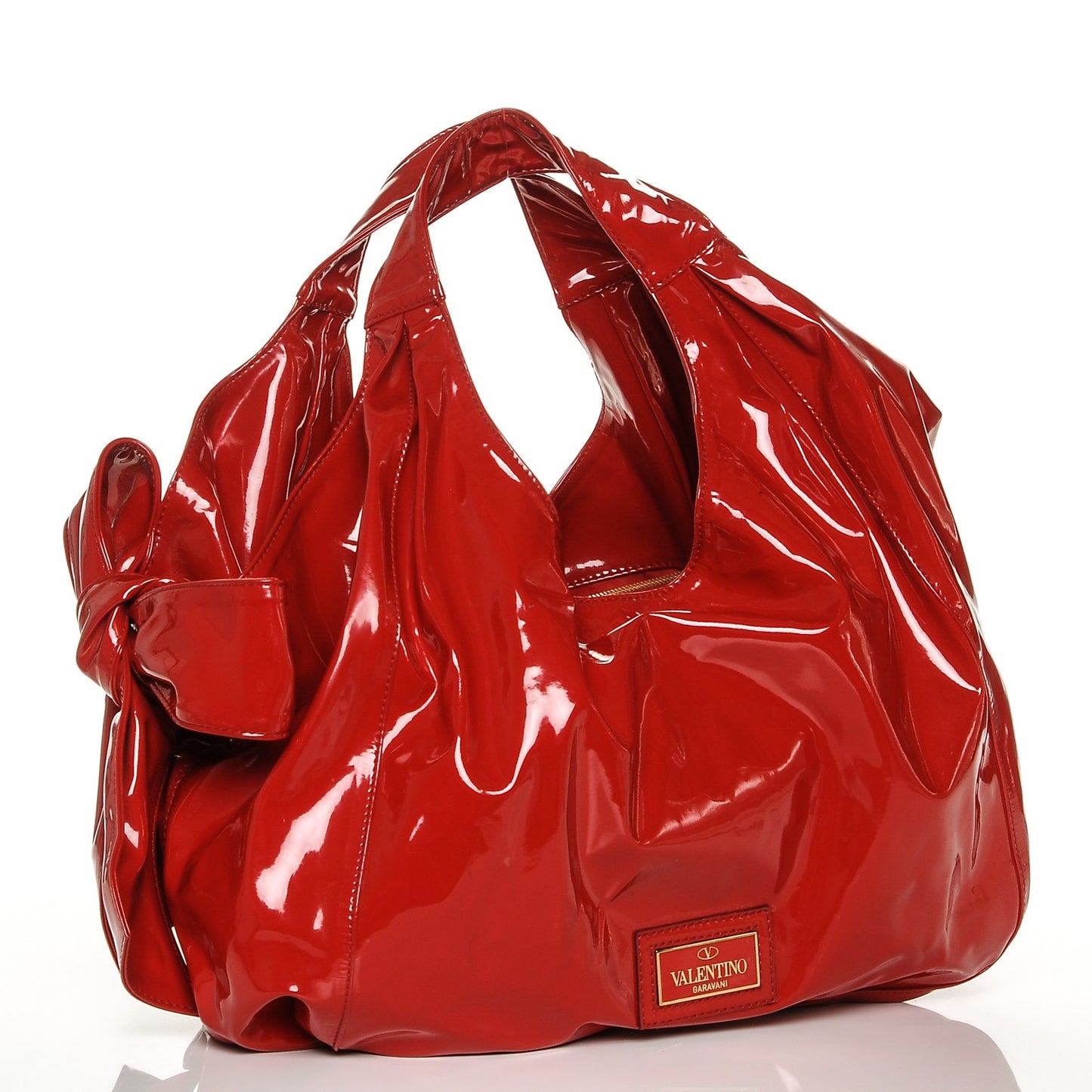 Patent Lacca Large Nuage Bow Hobo Red