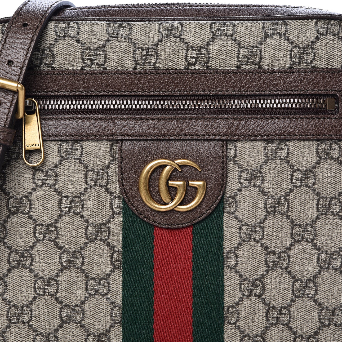 GG Supreme Monogram Web Small Ophidia Messenger Bag Brown
