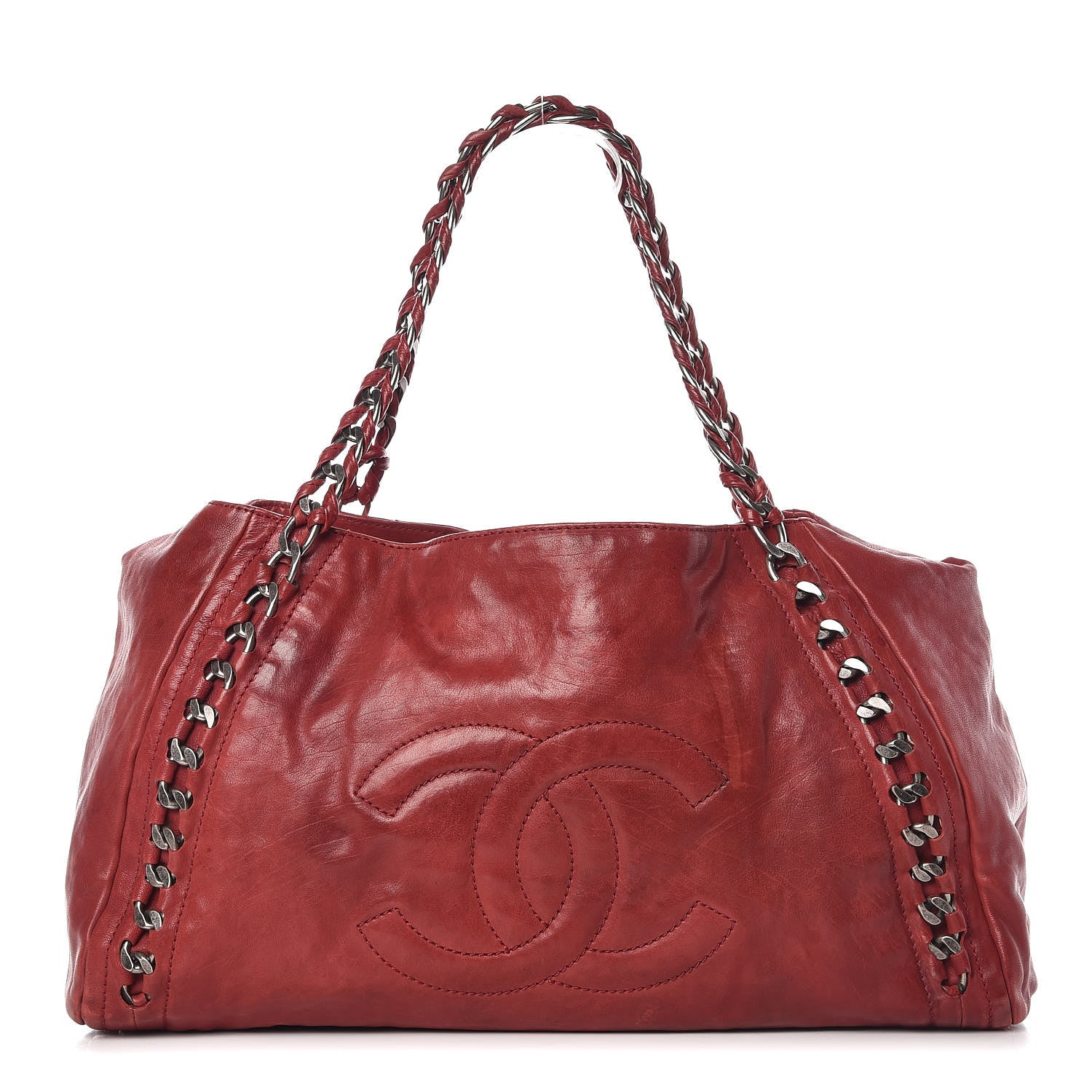 Chanel Calfskin Large East West Modern Chain Tote Red 1 of 15