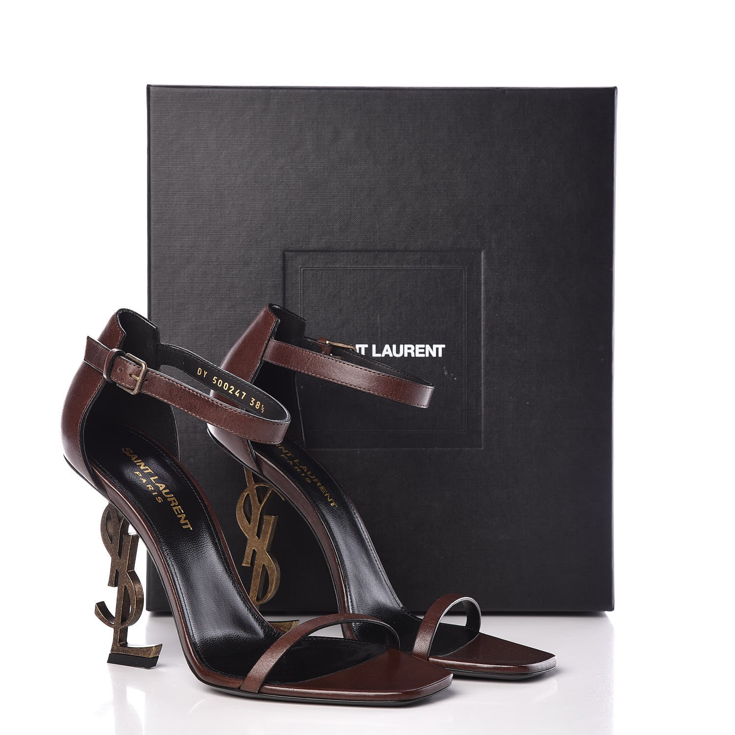 Saint Laurent Calfskin Opyum Sandals 38.5 Brown 9 of 9