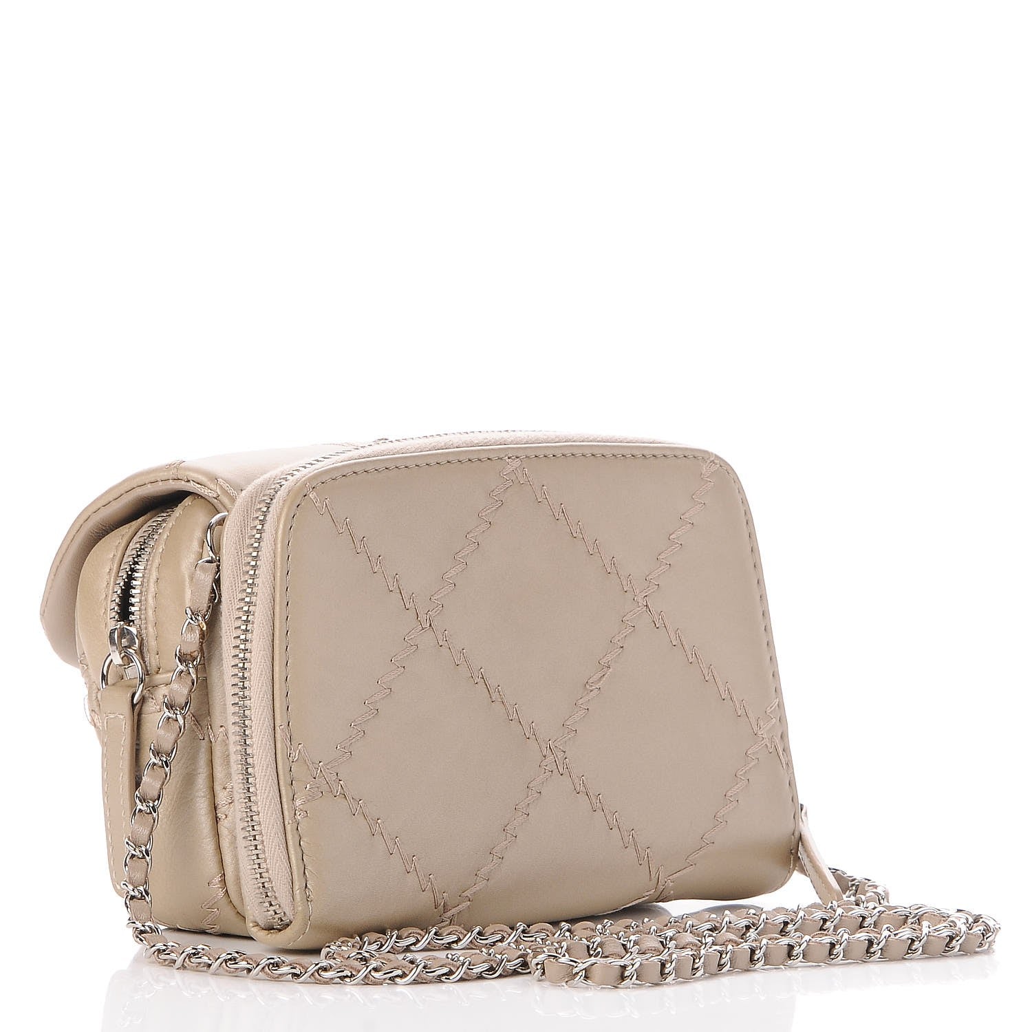 Chanel Metallic Lambskin Stitched New Mini Flap Beige 3 of 9