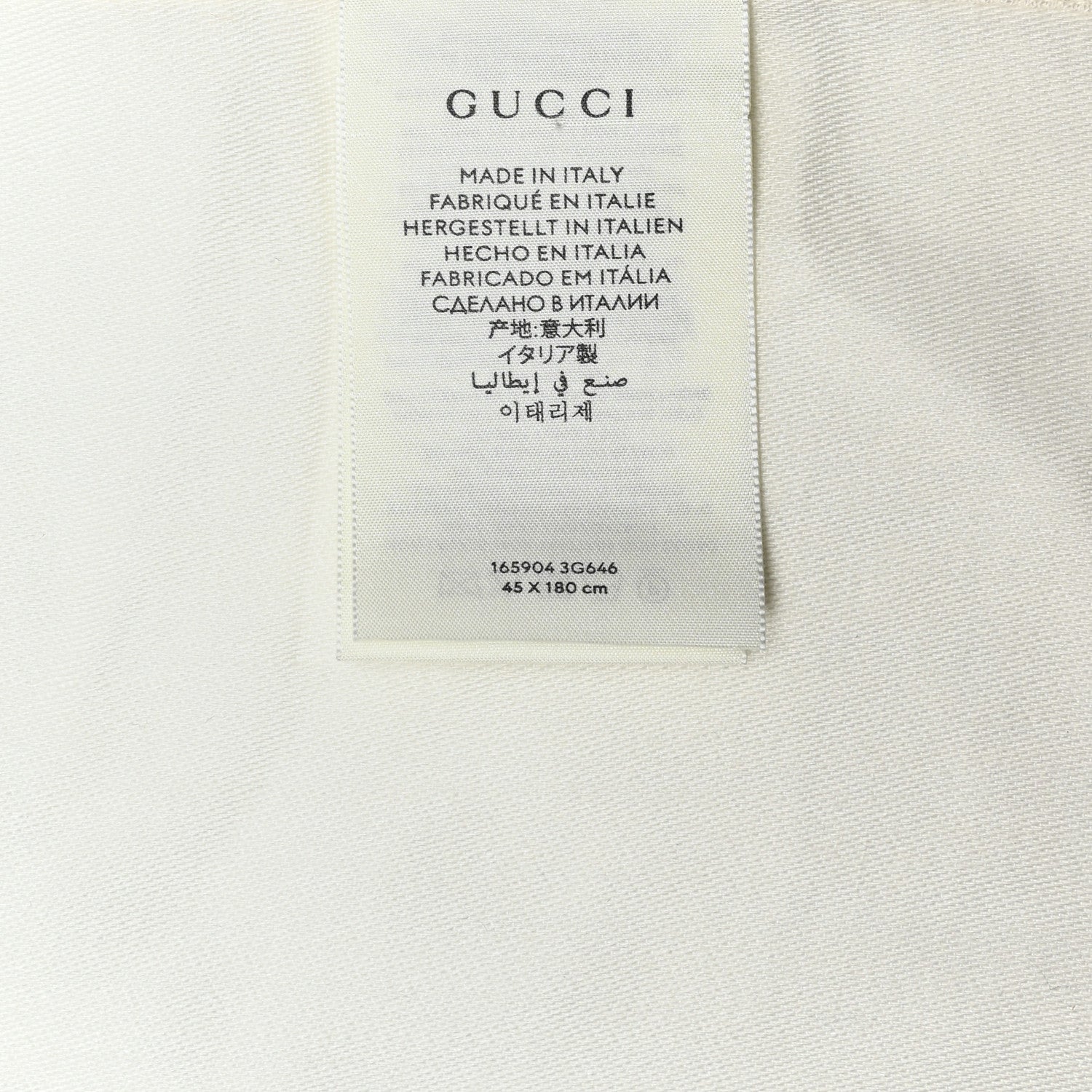 Gucci Wool Silk GG Monogram GGNat Scarf White 4 of 4