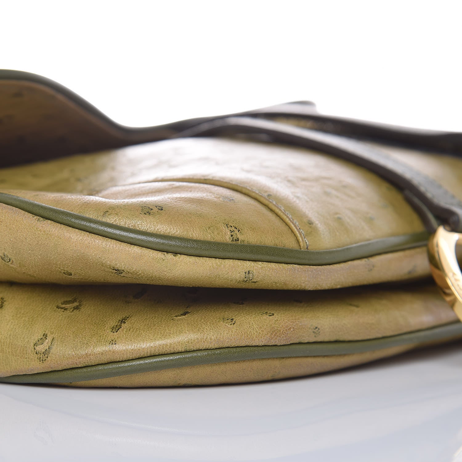 Christian Dior Ostrich Double Saddle Bag Green 8 of 15