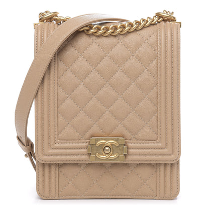 Chanel Caviar Quilted North South Boy Flap Beige 1 of 10