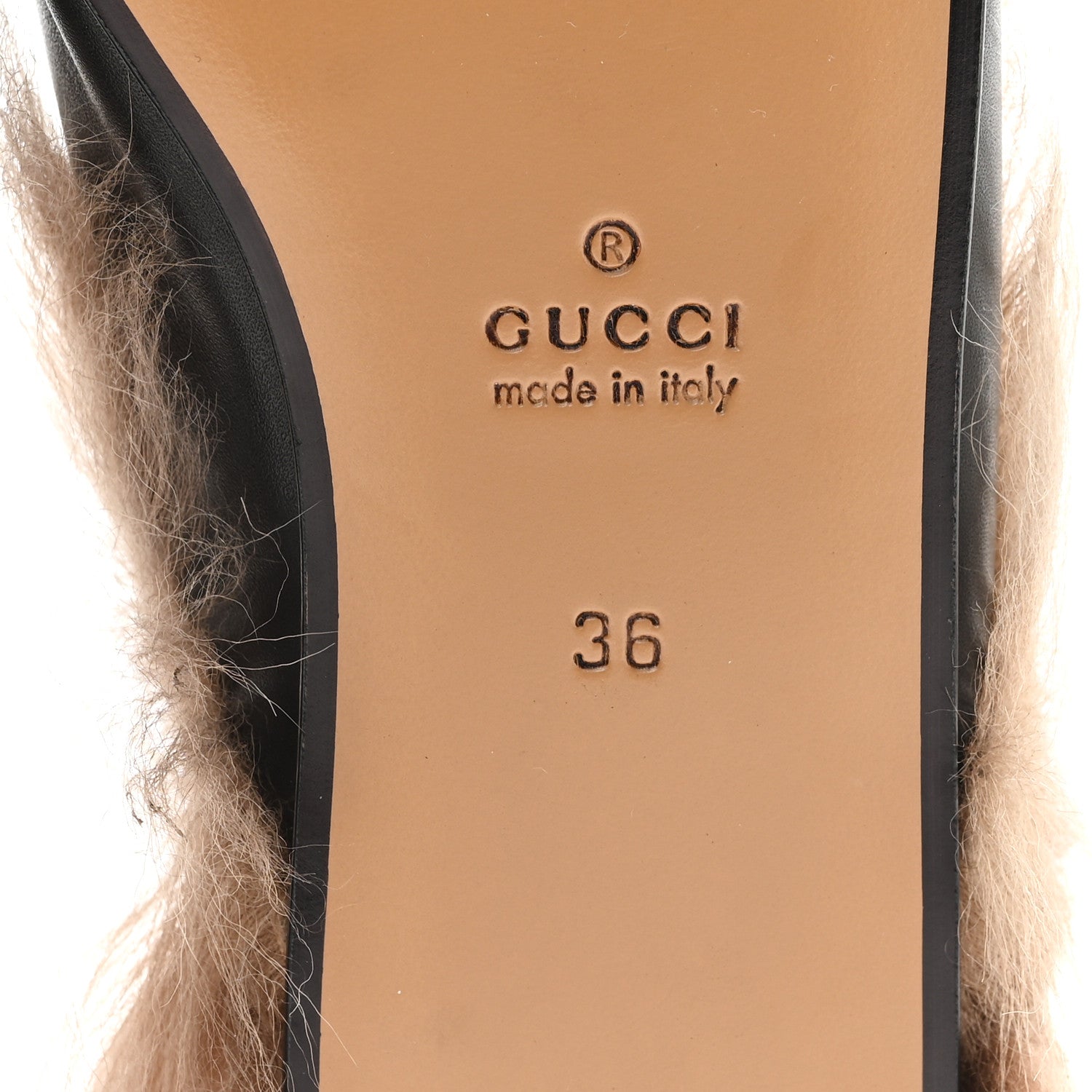 Gucci Calfskin Fur Womens Princetown Slippers 36 Black 7 of 9