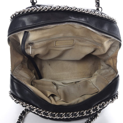 Chanel Washed Lambskin Quilted Chain Around Bowler Black 5 of 12