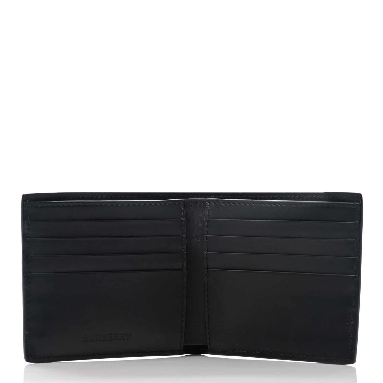 Burberry Canvas Icon Stripe Calfskin Embossed Bi-Fold Wallet Black 4 of 6