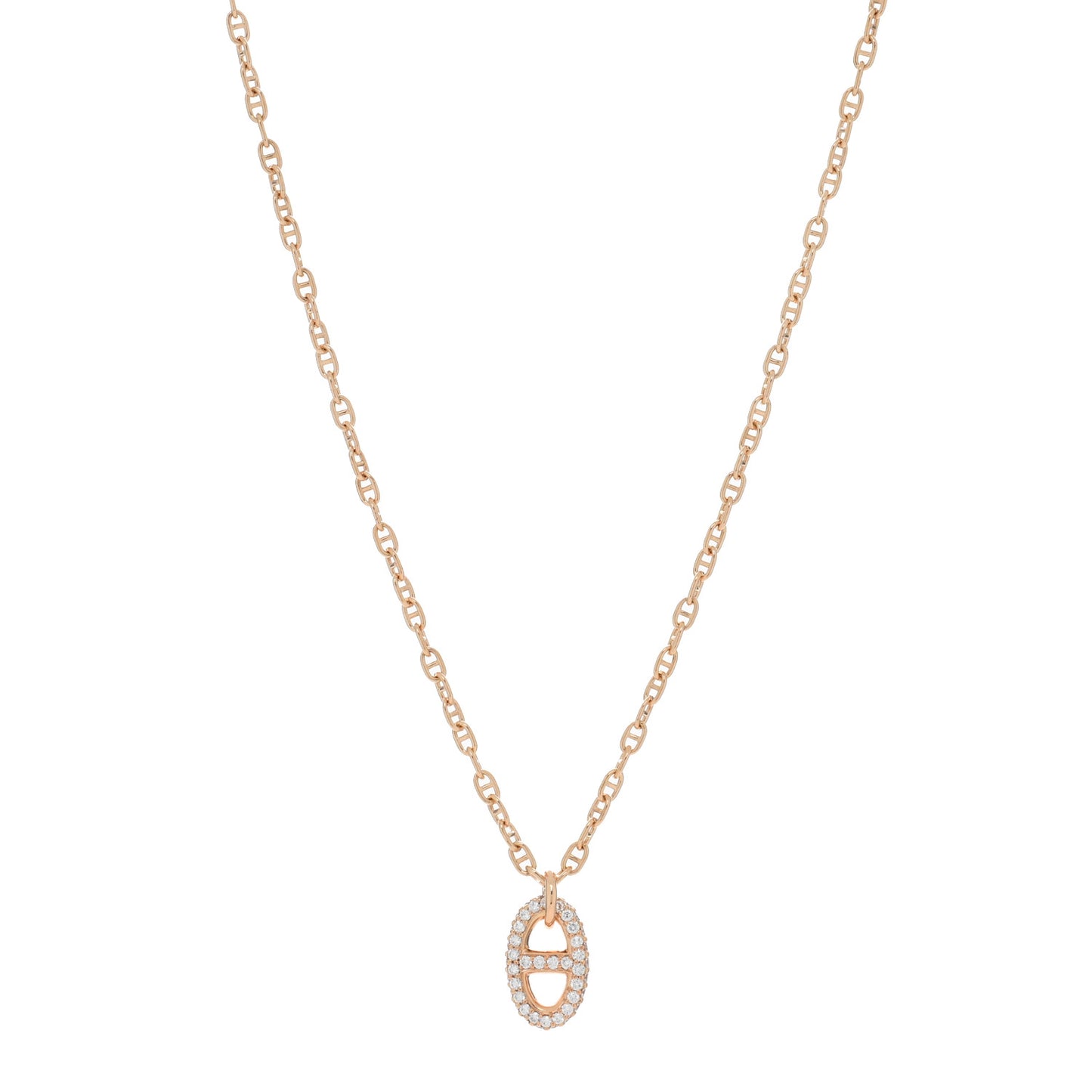 18K Rose Gold Diamond PM New Farandole Pendant Necklace SH