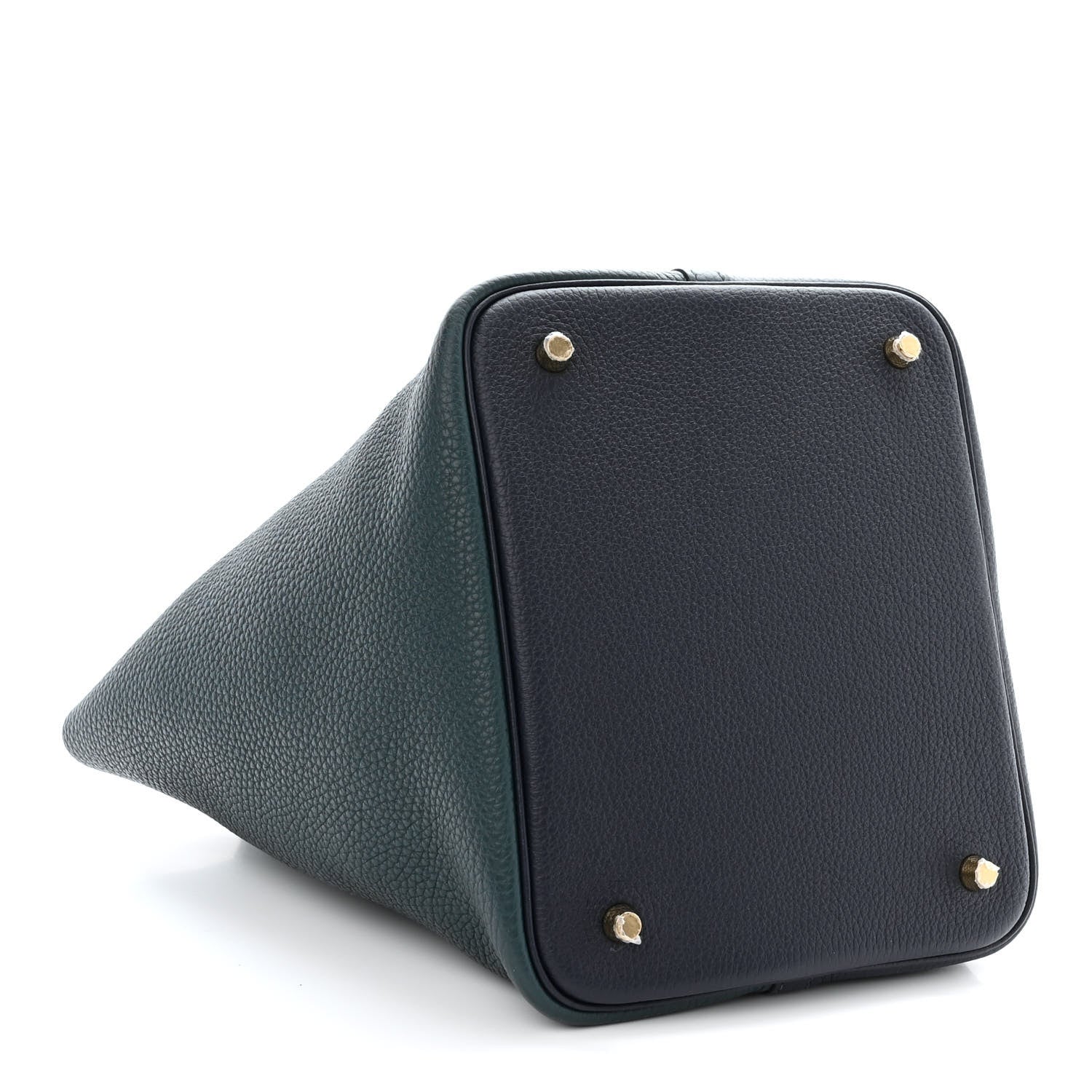 Hermes Taurillon Clemence Casaque Picotin Lock 22 MM Vert Cypres Bleu Nuit Black 4 of 12