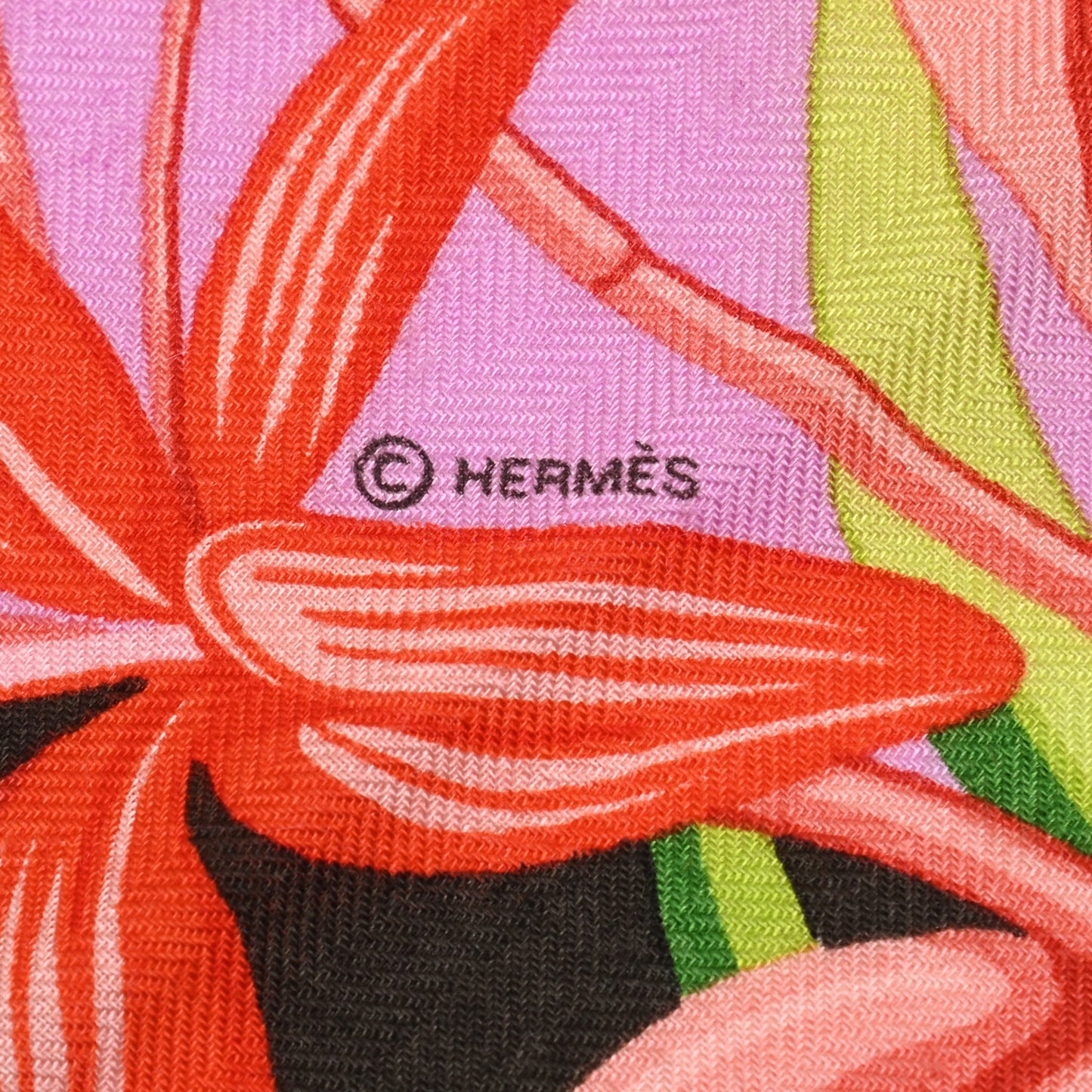 Cashmere Silk Flamingo Party Shawl 140 Bougainvillier Mauve Vert