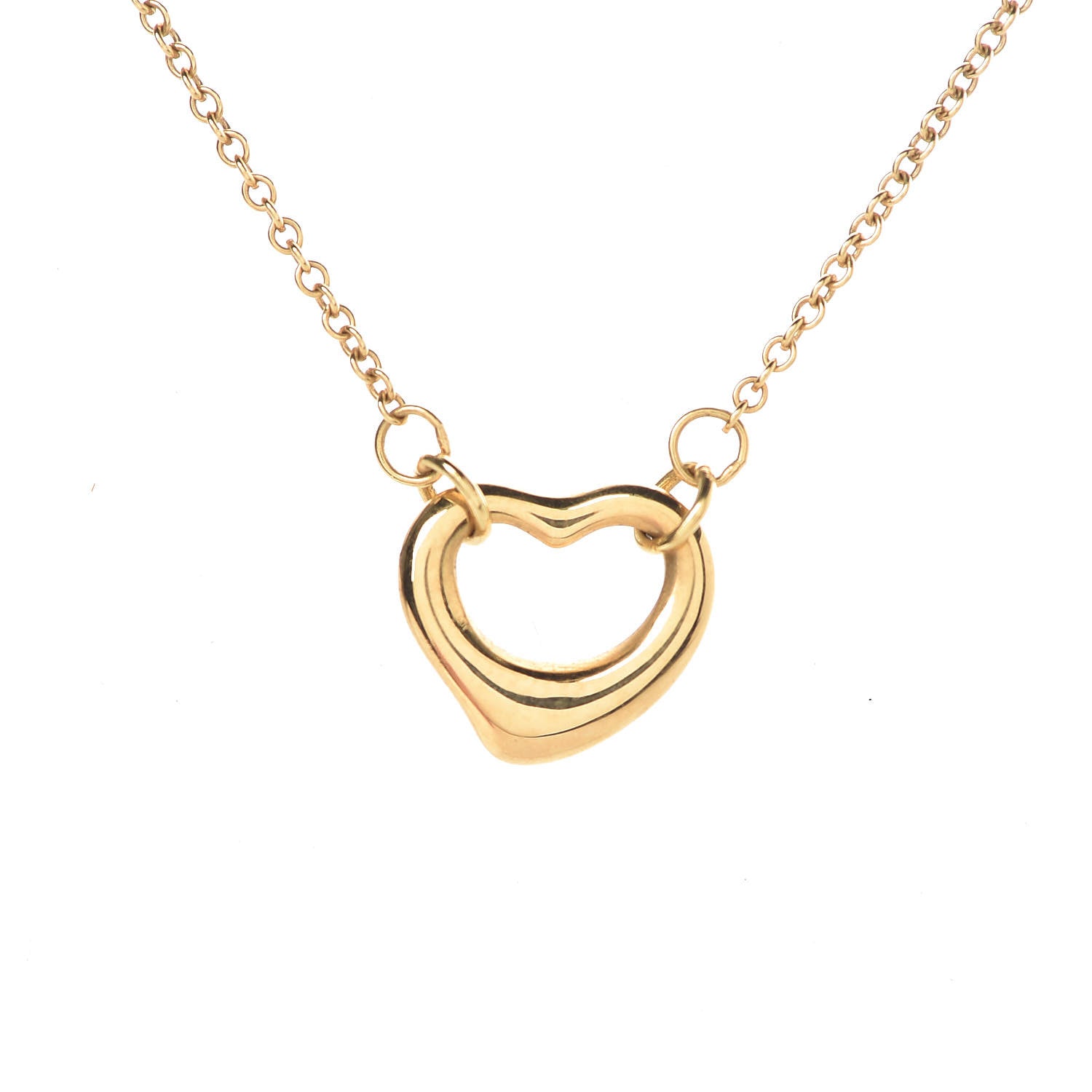 Tiffany 18K Yellow Gold Elsa Peretti 3 Open Heart Station Necklace 4 of 8