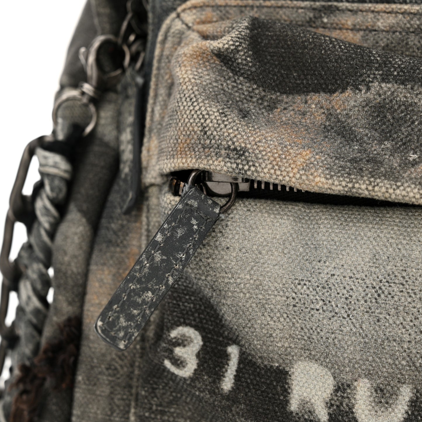 Graffiti Printed Canvas Medium Backpack Black