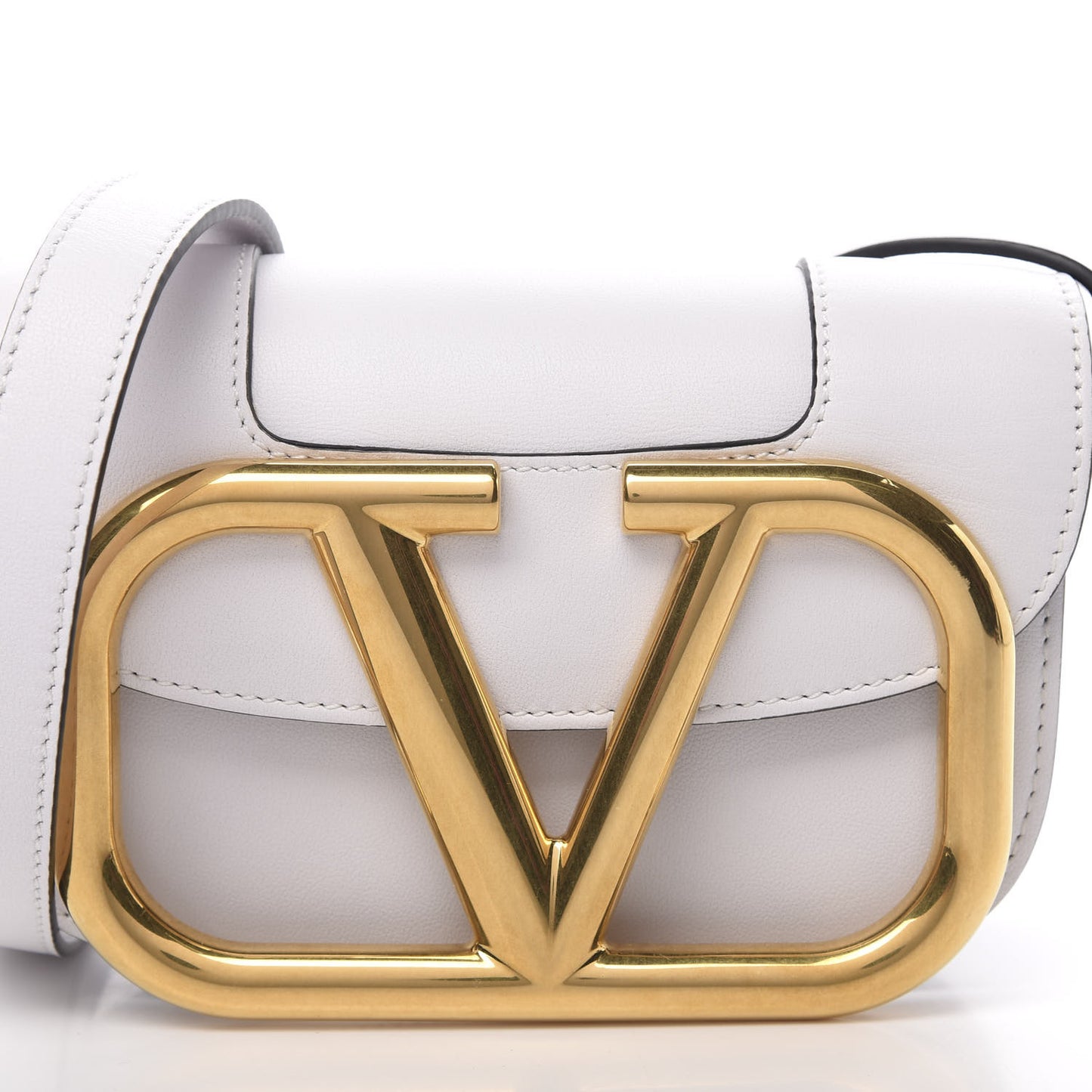 Calfskin Small Supervee Crossbody Bag Optic White