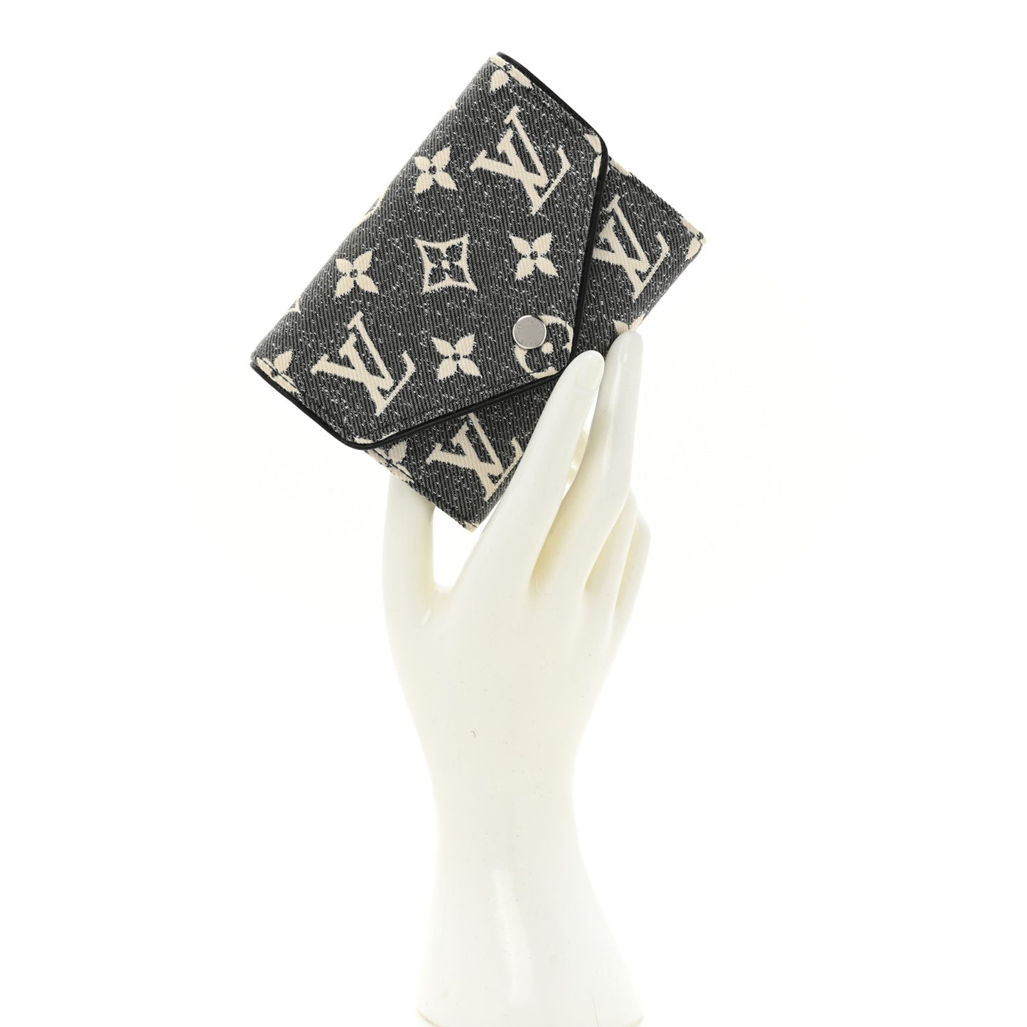 Denim Monogram Jacquard Victorine Wallet Grey