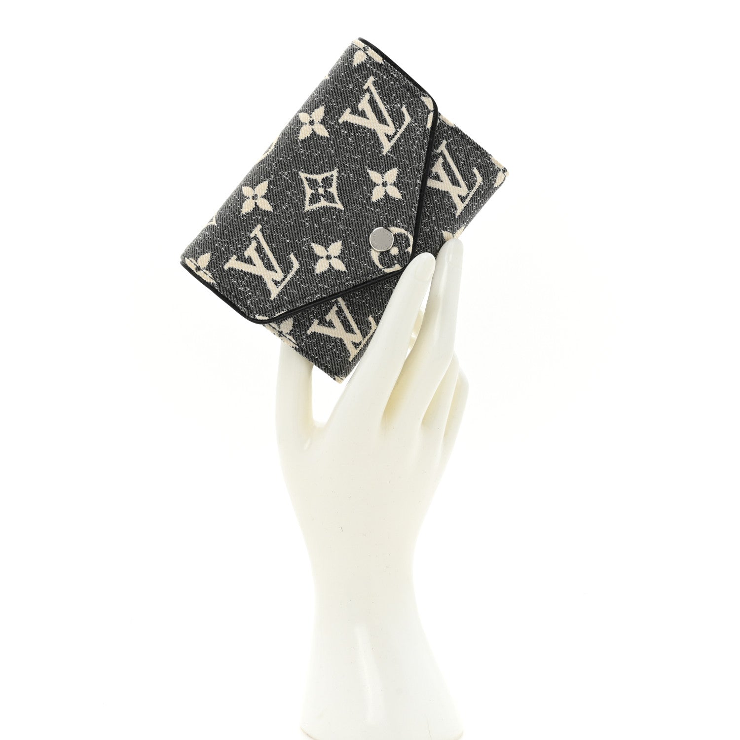Louis Vuitton Denim Monogram Jacquard Victorine Wallet Grey 2 of 12