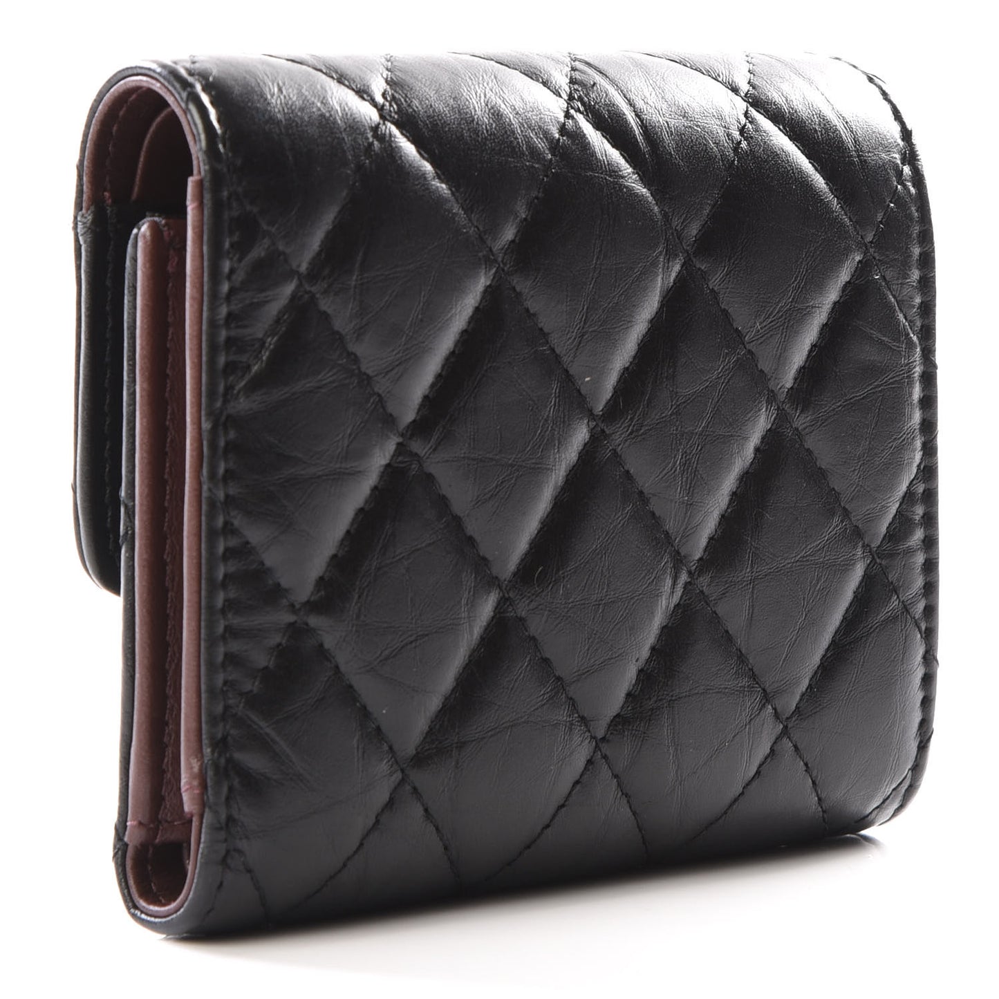 Aged Calfskin Quilted Reissue Compact Wallet Black