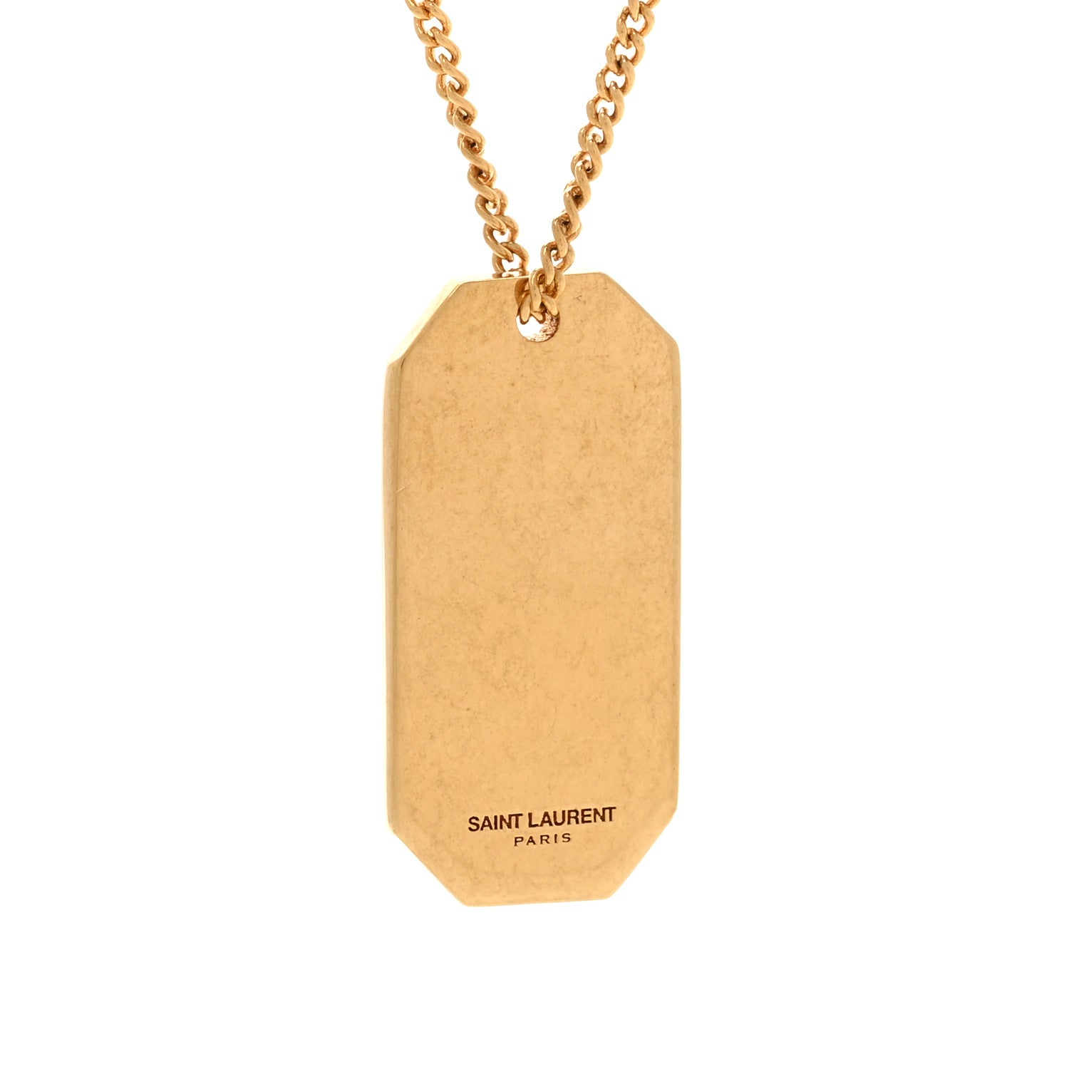 Saint Laurent Metal Military Tag Necklace Gold 4 of 7