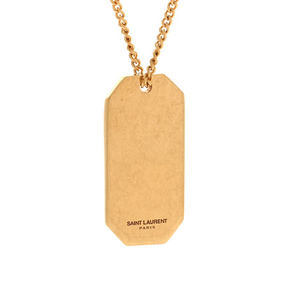 Saint Laurent Metal Military Tag Necklace Gold 4 of 7