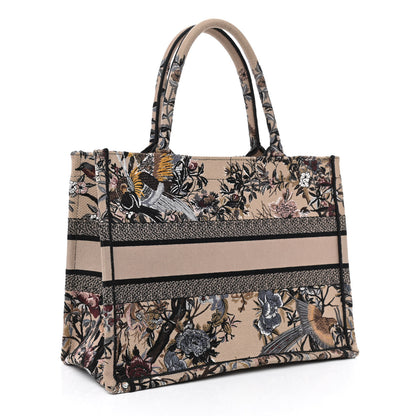 Christian Dior Canvas Embroidered Jardin D'Hiver Medium Book Tote Beige Multicolor 3 of 11