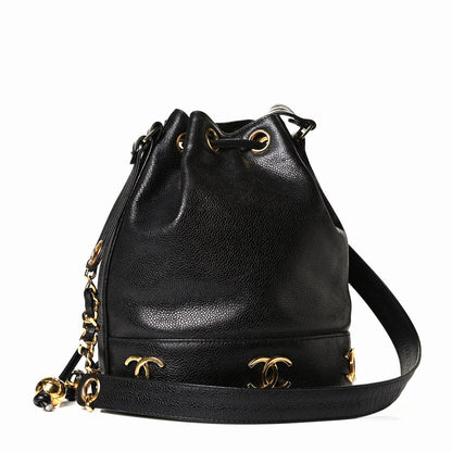 Chanel Caviar CC Drawstring Shoulder Bag Black 2 of 7