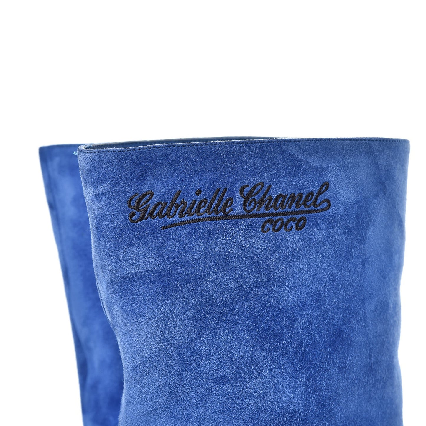 Suede Calfskin Satin Gabrielle Cap Toe Short Boots 40.5 Royal Blue Black
