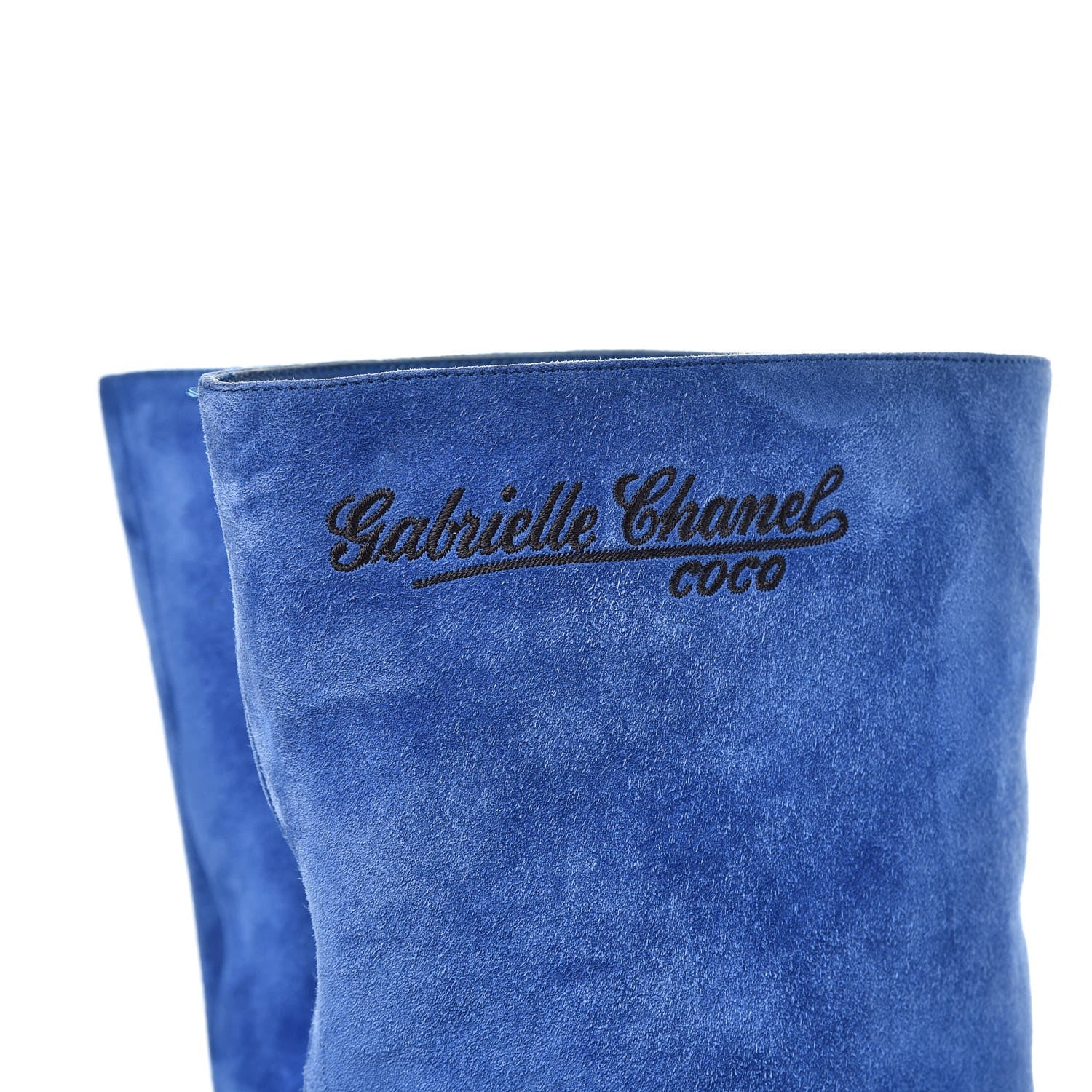 Chanel Suede Calfskin Satin Gabrielle Cap Toe Short Boots 40.5 Royal Blue Black 10 of 15