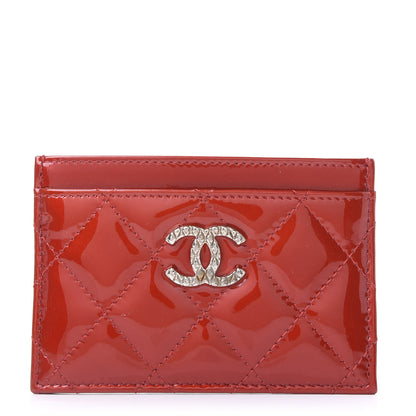 Chanel Patent Quilted Brilliant Card Holder Red 1 of 9