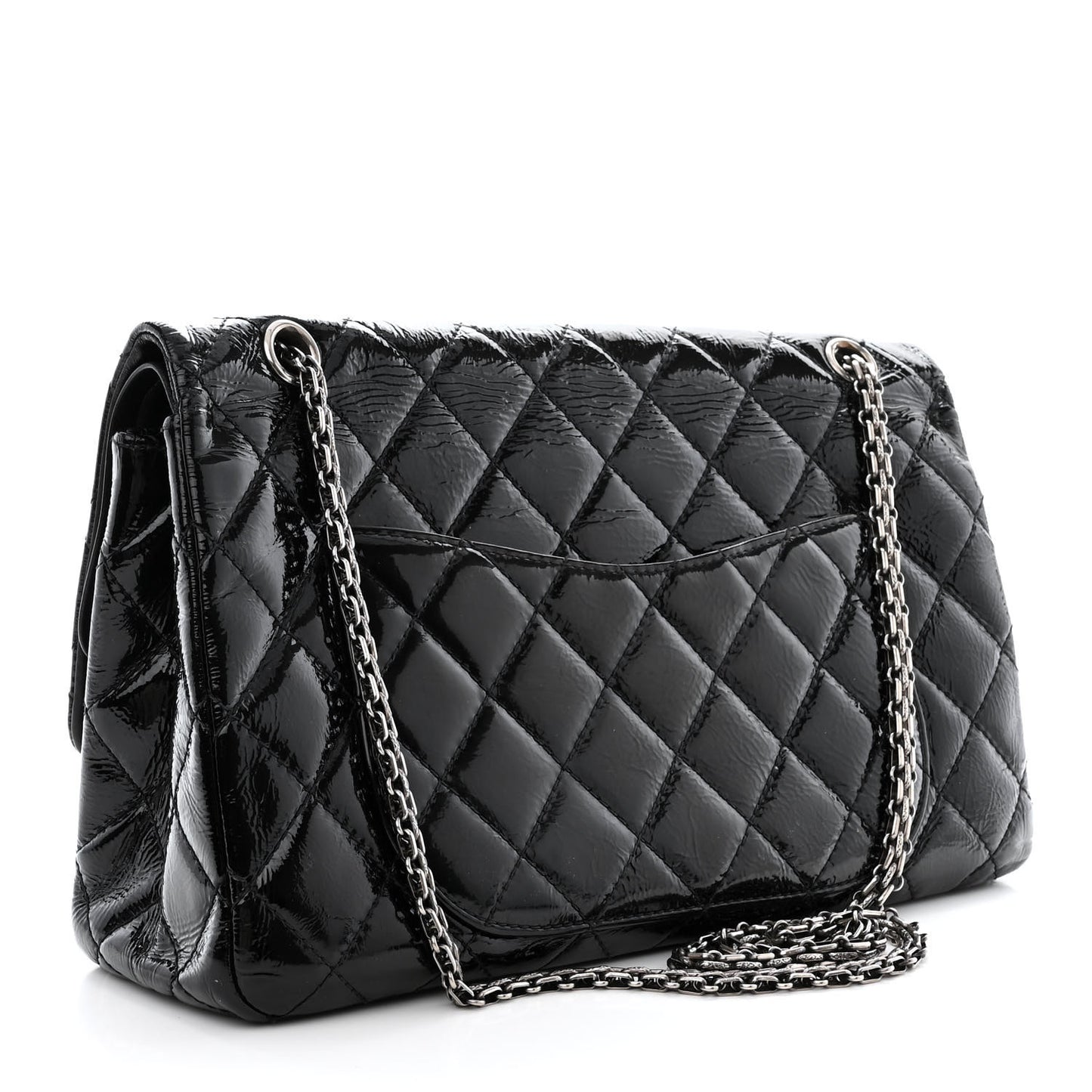 Distressed Patent Quilted 2.55 Reissue 227 Flap Black