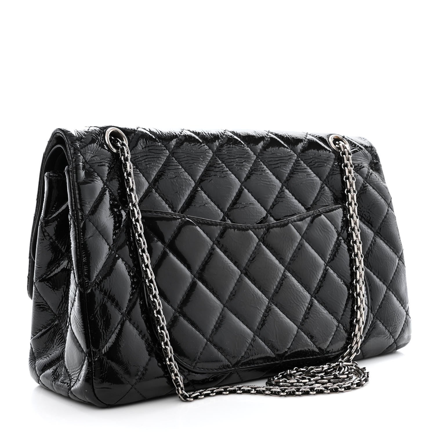 Chanel Distressed Patent Quilted 2.55 Reissue 227 Flap Black 3 of 13