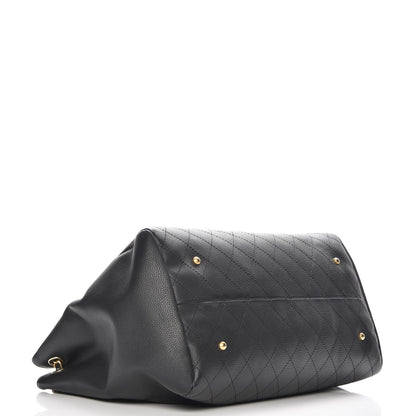 Chanel Grained Calfskin Stitched Large Supple Rock Shopping Tote Black 4 of 8