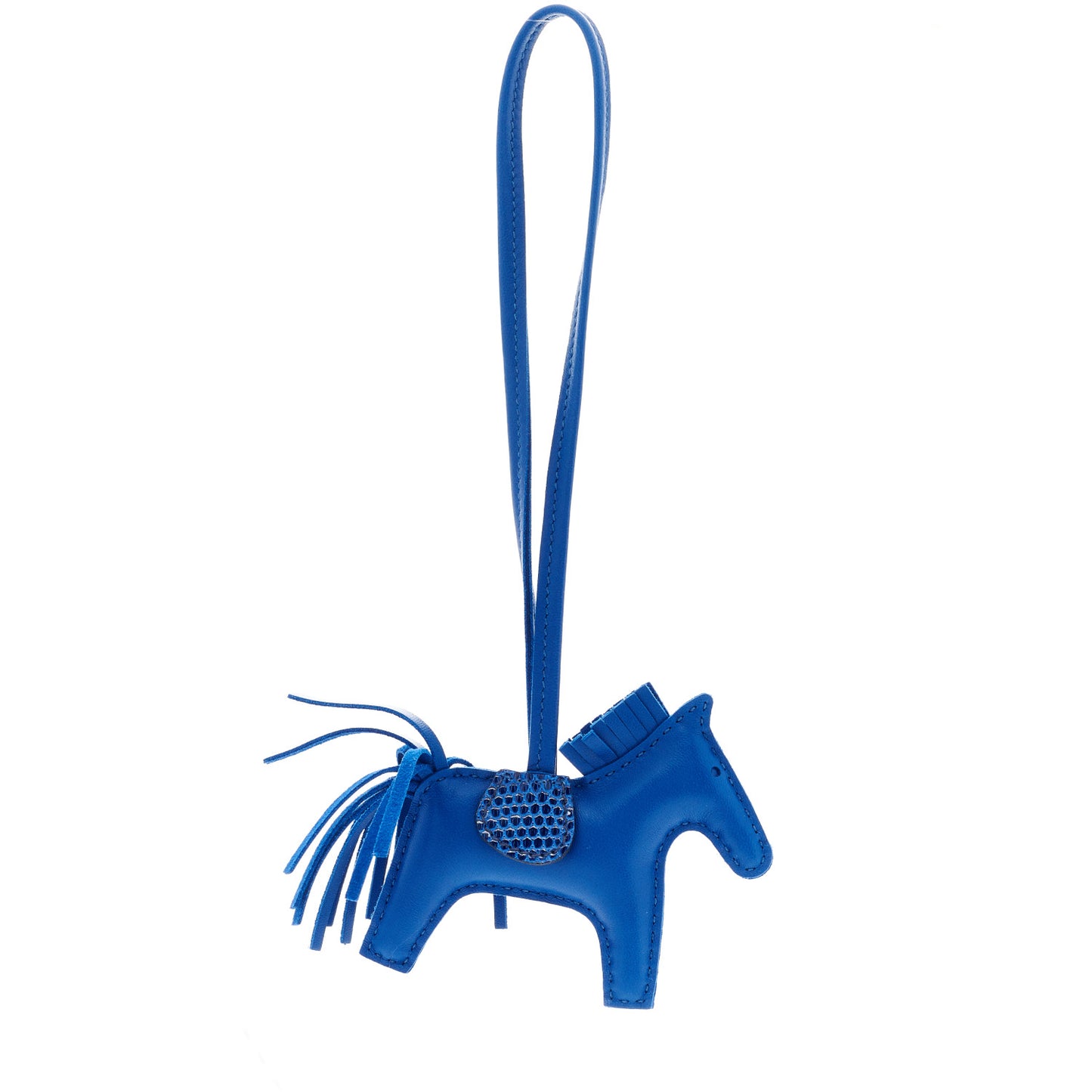 Milo Lambskin Lizard Touch Grigri Rodeo Horse Bag Charm PM Bleu France Bleu Saphir
