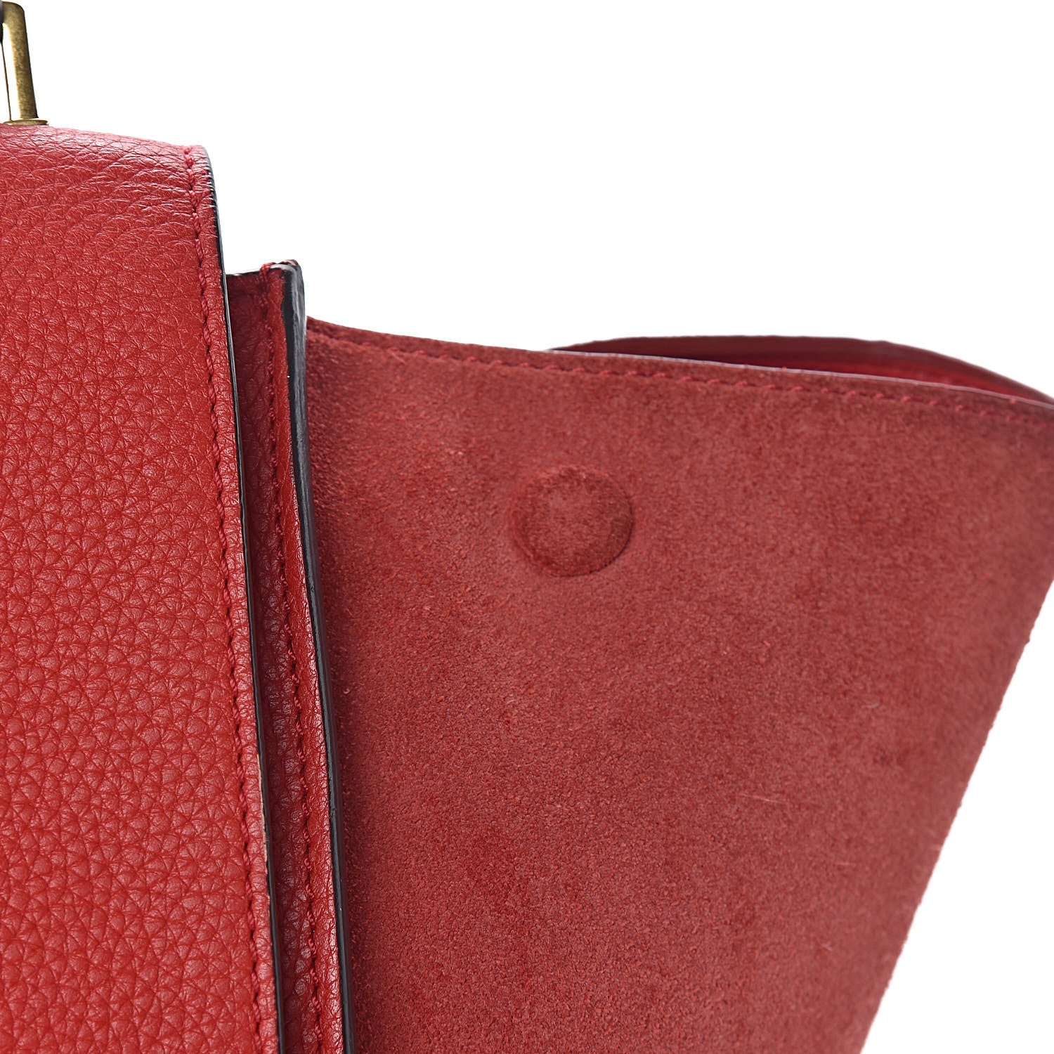 Celine Drummed Calfskin Suede Medium Trapeze Coquelicot 23 of 26