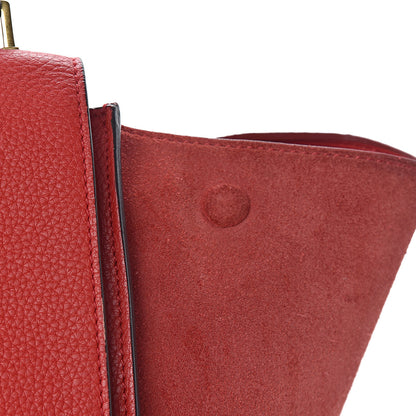 Celine Drummed Calfskin Suede Medium Trapeze Coquelicot 23 of 26